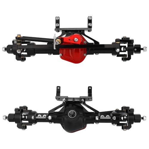 Aluminum Front Rear Complete Axle Set with Enhanced Axle Shaft for Axial SCX10 RC4WD D90 1/10 RC Crawler Upgrade Parts (Black Front+Rear) - color: Black Front+rear