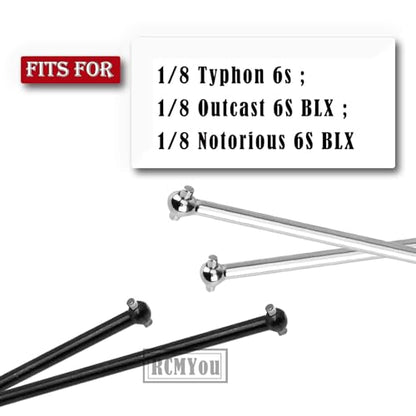 Centor Drive Shaft Dogbone Upgrades for 1/8 Typhon 6s Blx,Outcast 6S BLX,Notorious 6S BLX,2pcs Centor Driveshaft Axles Dogbone Part,Harden Metal #45 Hop ups,More Power 2022,Black
