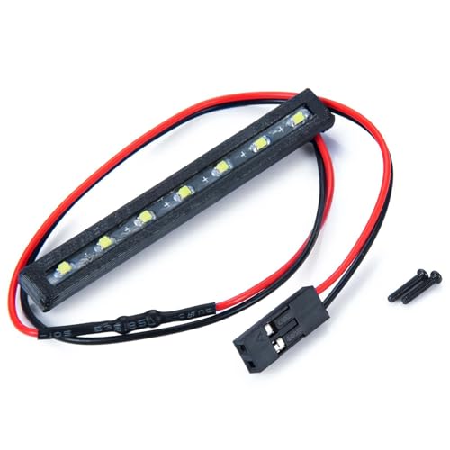 2-Pack RC Car LED Roof Light Bar, White, for SCX24 | 7 independent LED bulbs, 54mm length, compatible with Axial SCX24 Deadbolt AXI90081