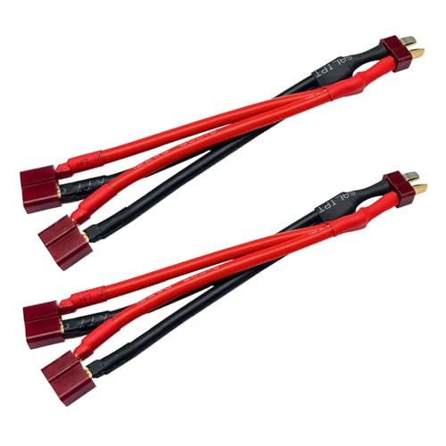 2Packs T Parallel Y Splitter Battery Connector 12AWG Cable Dual Extension Y Splitter Male to 2 Female for RC Quadcopte Multirotors RC LiPo Battery - style: T Plug Parallel (1 Male to 2 Female）