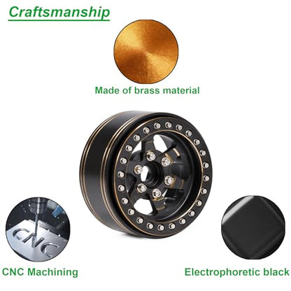 AMK 1.9 Beadlock Wheels 4pcs 958g Brass Heavy 1.9 Wheels for 1/10 RC Crawler TRX4 Capra SCX10 D90 VS4-10 Gen8 CC01 TRX4 Upgrades Accessories