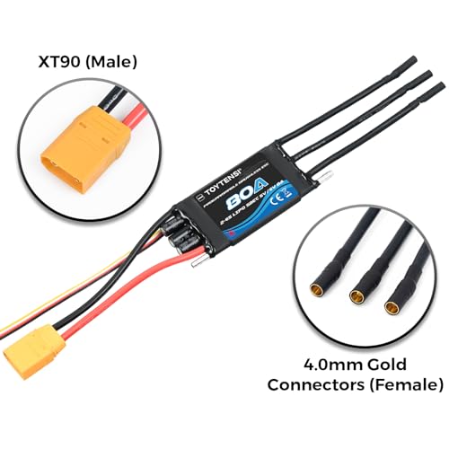 80A 2–6S Water-Cooled Brushless Marine ESC for RC Boat, Boat ESC with XT90 & 4.0mm Bullet Connectors