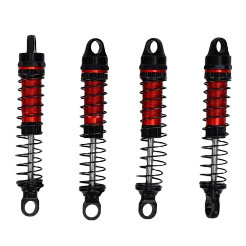 60MM Threaded for 1/18 RC Crawler Upgrade, Aluminum Alloy Damper Replacement Parts Compatible with Bronco K10, 4PCS (Red) - color: Red