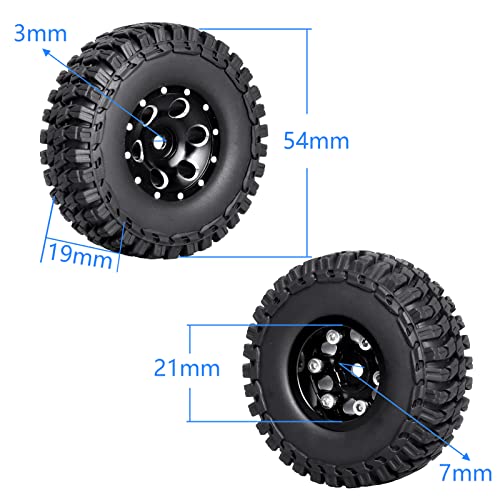 HobbyPark 4pcs 1.0 Beadlock Wheels and Tires Metal Micro Crawler Tires with Brass Wheel Weights Extended Wheel Hubs for 1/24 RC Crawler Car Axial SCX24 Gladiator Bronco C10 Deadbolt Upgrades (Type C) - style: Type C
