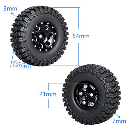 HobbyPark 4pcs 1.0 Beadlock Wheels and Tires Metal Micro Crawler Tires with Brass Wheel Weights Extended Wheel Hubs for 1/24 RC Crawler Car Axial SCX24 Gladiator Bronco C10 Deadbolt Upgrades (Type C) - style: Type C
