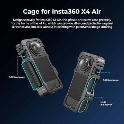 SmallRig Cage for Insta360 X4 Air, Plastic Protective Case for Insta360 X4 Air, Built-in Cold Shoe Mounts & 1/4" Locating Hole, with Silicone Lens Cover - 5940 - style: for Insta360 X4 Air（Lite)