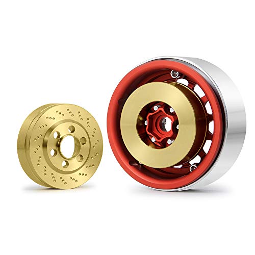 MORLORDY 4PCS RC Brass 2.2 Beadlock Wheels Weights for 1/10 Scale SCX10 D90 Wraith 90048 90018 RR10 RC Wheel Weights Accessories - size: 2.2 Inch