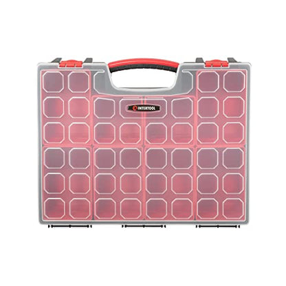INTERTOOL Hardware Organizer with 8 Deep Removable Bins - Small Parts Storage Tool Box for Nuts, Bolts, Screws, Nails - 16.5" x 13" x 4.5" - Portable Handle Transparent Lid with Locks BX08-4034 - style: 8 Removeable Bins, Deep