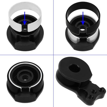 2Pcs Vgoohobby Aluminum RC 25T Servo Saver Adjustable Hi-Torque Servo Saver Compatible with Futaba Tamiya Servos 1/10 Traxxas TRX4 TRX6 SCX10 Capra RC Car (Black) - color: Black
