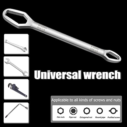 2-Piece Double-Ended Universal Torx Wrench for Diameter 8-22mm Fasteners | Self-Tightening Adjustable Wrench Tools, High-Hardness CR-V Steel Metric Spanner for Light Automotive, Motorcycle, Bike, Home