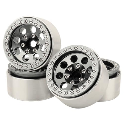 4PCS 1.9 Inch Beadlock Wheel Hub Rim Rims Aluminum Alloy for 1/10 TRX4 TRX6 Axial SCX10 D90 SCX10 II III AXI03007 GRT EX86190 RC Crawler Upgrade(A) - color: Gray