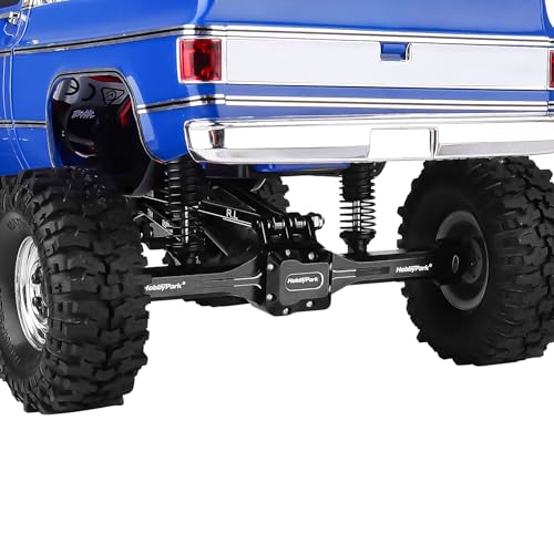 HobbyPark +10mm Extended Portal Axle Complete Set with Servo Mount & Links Built-in Metal Steel Gears for 1/18 TRX4M Defender Bronco K10 F150 High Trail Upgrades, Front and Rear (Black)