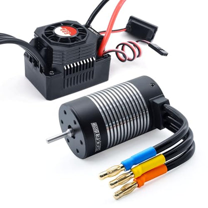 3660 RC Brushless Motor and ESC Shaft 3.175mm Brushless ESC Combo fits 2S Battery for 1/10 Remote Control Car Truck(1750KV 60A) - style: 3660 Motor 1750kv +60A ESC