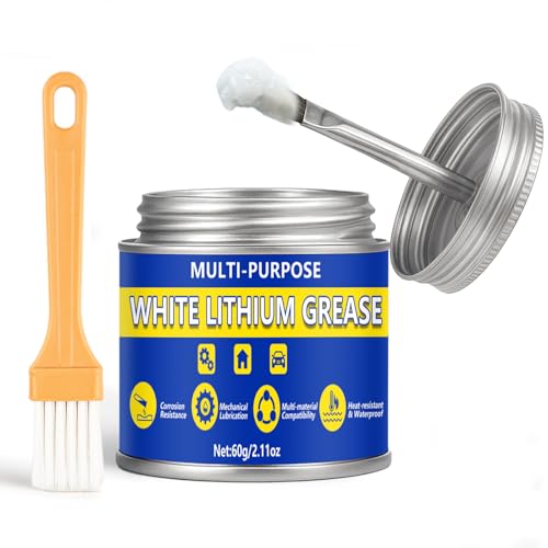 AstraVox Multi-Purpose White Lithium Grease, 60ml Automotive Grease | with Brush for Hinges, Wheel Bearings, Gear, and Garage Door, Bike, Lithium Lubricant ideal for Household, Marine, Industrial