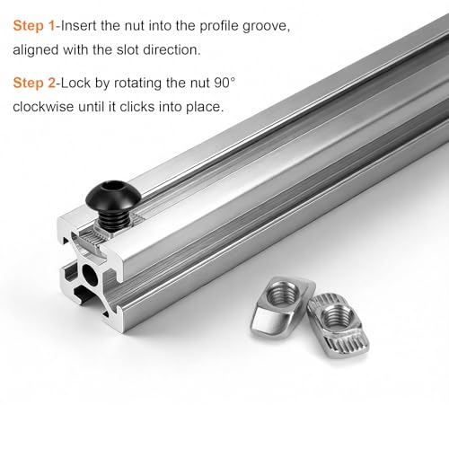 360pcs M5 T-Nut Screw Kit for 2020/2040 Series Aluminum Extrusion | 120 T-nuts+120 black hex socket screws(M5×8/10/12/14mm)+120 washers. For 3D printers, CNC, laser engravers - size: 360pcs M5 Kit (w/ Washers)