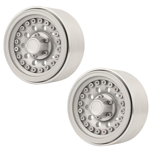 1/10 RC Crawler 4Pcs 1.9 Inch Beadlock Wheel Hub Rim Rims Aluminum Alloy for TRX4 TRX6 Axial SCX10 III AXI03007 GRT EX86190 RedCat,Five Hole nut (Silver) - color: Silver