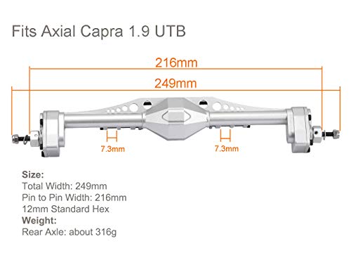 Aluminum Alloy Rear Portal Axle for Capra 1.9 UTB AXI03004 1/10 RC Crawler Car Upgrades (Silver) - color: Silver