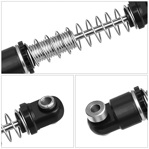 25mm Aluminum RC Shock Absorber Set, 4PCS CNC Threaded Suspension Upgrade, Replacement for 1/30 Axial SCX30 Crawler Car Ford Bronco, Jeep Wrangler, Chevrolet K10, Black - color: Black