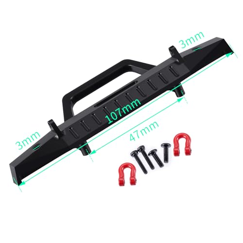 CNC Aluminum Front & Rear Bumper Mounts Set for 1/18 TRX4M RC Car | 26g Front and 16g Rear Bumper with Tow Trailer Hook for 1/18 TRX4M High Trail K10 RC Crawler Car Upgrade Parts