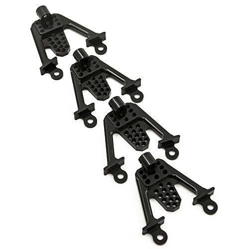 4PCS Aluminum Front & Rear Shock Tower Hoops, Black | Bracket Mount, Upgrade Parts, For Axial SCX10 1/10 Scale, Crawlers Truck Car - color: Black