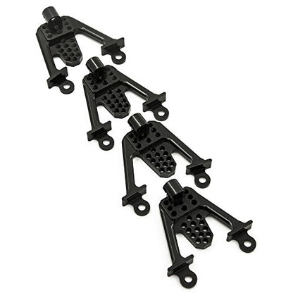 4PCS Aluminum Front & Rear Shock Tower Hoops, Black | Bracket Mount, Upgrade Parts, For Axial SCX10 1/10 Scale, Crawlers Truck Car - color: Black