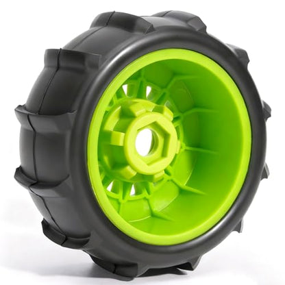 Pre-Glued Sand & Snow Paddle Wheel & Tire Set for 1/10 RC Truck Fits Slash, Arrma Fury/Senton, Tekno SCT410, HSP 94155, 117 x 45.5 mm, 12/14/17 mm Hex, 4 pcs, Green - color: Green