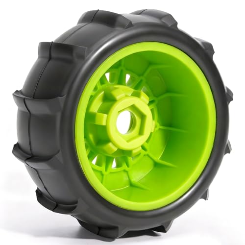 Pre-Glued Sand & Snow Paddle Wheel & Tire Set for 1/10 RC Truck Fits Slash, Arrma Fury/Senton, Tekno SCT410, HSP 94155, 117 x 45.5 mm, 12/14/17 mm Hex, 4 pcs, Green - color: Green