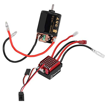 Generic Smooth Operation 540 Brushed Motor 360A ESC Quality Brushed Motor ESC for 1/10 RC Car Model Aluminum Alloy + Plastic Black Red (35T)