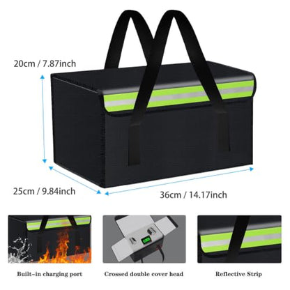 36*25*20cm Lipo Safe Bag Fireproof Bag for Lipo Battery Pack Storage Charging Transport,Home Office Travel Fireproof Safe Storage for Cash Valuables Jewelry Passport Power bank Lipo Battery - size: 360*250*200mm