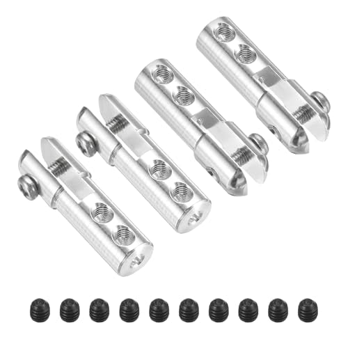 MECCANIXITY 4Pcs Metal Clevis M2 Thread Aluminum Alloy Clevis Servo Horn Tie Rod Chuck Connector with Screws for RC Airplane Car Helicopter Model Replacements,Silver - color: Silver