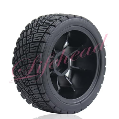 Lifehead 67mm RC On-Road Rally Car Tires and Wheels for 1/10 RC On-Road Touring Drift Car HSP Tamiya XV01 TT01 TT02B HPI Kyosho FAZER MK2 /12mm Hex - color: Black B
