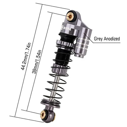 INJORA 39mm Shocks- Aluminum Threaded Adjustable Oil Filled Damper for SCX24 Gladiator C10 JLU Deadbolt B17 Axial 1/24 RC Crawler Car Upgrade Parts(Grey) - color: Grey