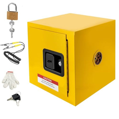 Flammable Safety Storage Cabinet 13"x13"x13" Industry Hazardous Materials | 2 Gal Fire Proof Safe, Double-Wall Cold-Rolled Steel, Dual Manual Locks, OSHA Compliant, For Gasoline Liquid Fuel Chemical - size: 13"*13"*13"