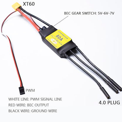 80A ESC 2-6S LiPo Brushless Electronic Speed Controller | With BEC XT60 &4.0mm Plug for RC Airplane Drone Model - size: 80A