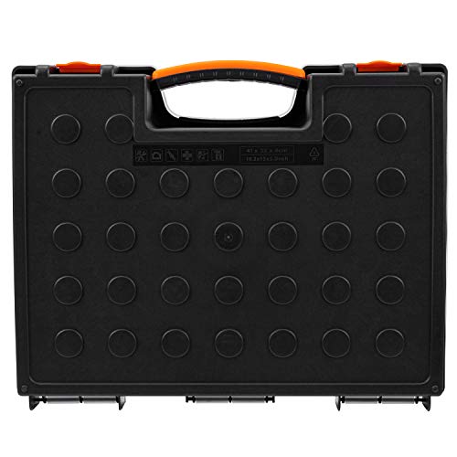 Amazon Basics 19-Removable Compartment Small Parts Organizer, Portable Hardware Storage Box with Customizable Compartments, Black, Orange, 16.5 x 13.2 x 2.4 inches (Pack of 8) - size: 16.5 x 13.2 x 2.4 inches (Pack of 8)