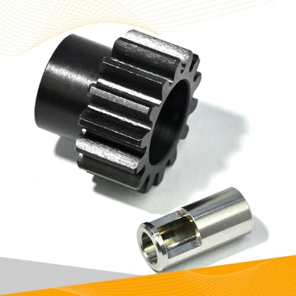 M1.5 14T Pinion Gear 8mm Bore with 8mm to 5mm Shaft Adapter Sleeve, Chromium Steel Motor Gear with Set Screw & Hex Key for Traxxas ARRMA Losi 1/5 1/8 RC Cars - size: 14T
