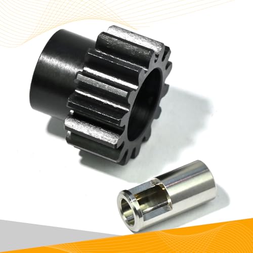 M1.5 14T Pinion Gear 8mm Bore with 8mm to 5mm Shaft Adapter Sleeve, Chromium Steel Motor Gear with Set Screw & Hex Key for Traxxas ARRMA Losi 1/5 1/8 RC Cars - size: 14T