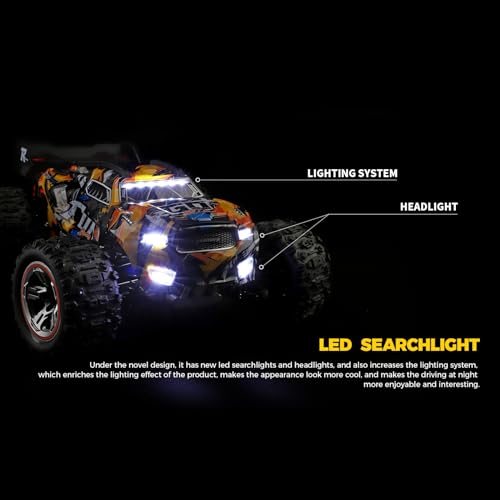 GoolRC WLtoys 184008 Brushless RC Cars for Adults, 60KM/H High Speed Remote Control Car, 4WD 1:18 Scale All Terrain Off Road Monster Truck, 2.4GHz RC Racing Car with 2 Batteries (Yellow) - color: Yellow
