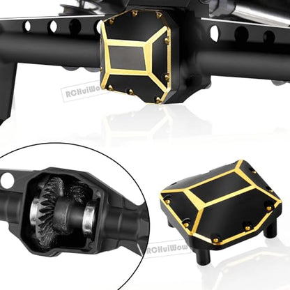 RC Upgrades Part for 1/10 SCX10 III,Aluminium Alloy Portal Axles w/Diff Cover,Brass Steering Knuckles Outer Inner Portal Covers & Diff Covers,Front Rear Complete Axle Set for SCX10 III