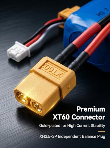 7.4V 3000mAh 18650 Li-ion Battery Pack with XT60 Connector, 2S Rechargeable Battery for High-Speed RC Off-Road Cars, RC Trucks, RC Boats, RC Hobby Models