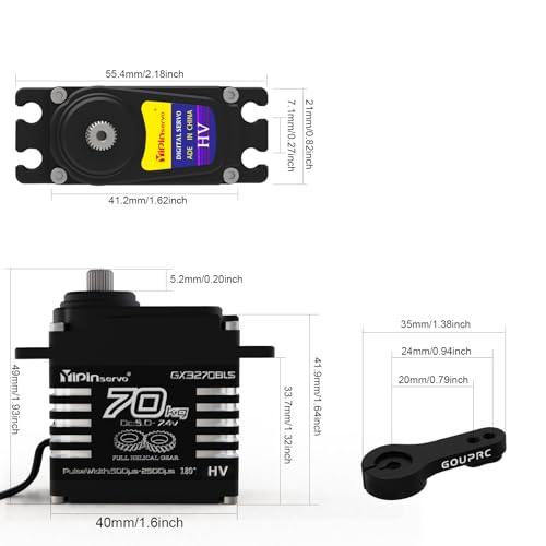 GOUPRC 70kg Brushless Servo for 1/8 1/10 1/12 RC Truck Car Crawler Boat Robot, 7.4V Oblique Gear High Torque Servo - size: 70KG