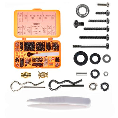 Button Head Screws Kit for SCX24 AX24 RC Car, 372Pcs, Hardened Steel Grade 12.9 Screws, Bearing & Screws Set with Box for 1/24 RC Crawler Car Axial SCX24 C10 Deadbolt JLU Gladiator Bronco