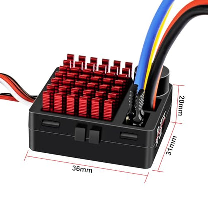 WP 1060 2-3s 60A Brushed ESC [T Plug] Waterproof Brushed Electronic Speed Controller with Switch Mode BEC, RC ESC for 1/10 Scale RC Crawler Car Trucks - color: Black-red