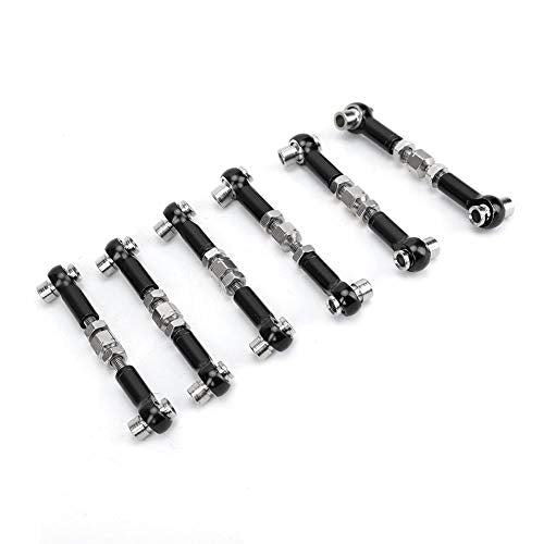 RC Servo Links, Adjustable Tie Rods Steering Linkage Set for 1/10 1/12 Scale RC Cars, Trucks, Buggies Compatible (Black)