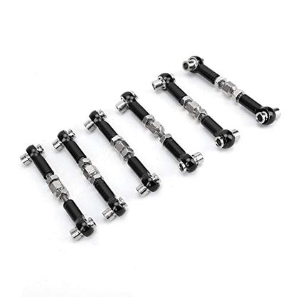 RC Servo Links, Adjustable Tie Rods Steering Linkage Set for 1/10 1/12 Scale RC Cars, Trucks, Buggies Compatible (Black)