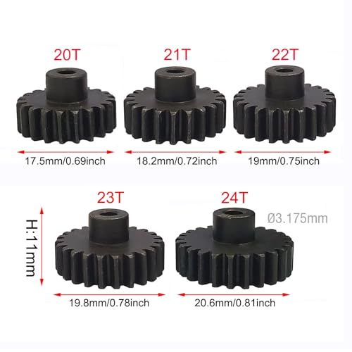 32P Pinion Gear 3.175mm Shaft 20T 21T 22T 23T 24T for RC Motor C | Steel Metal,Sturdy,With Hex Key - style: 20T 21T 22T 23T 24T