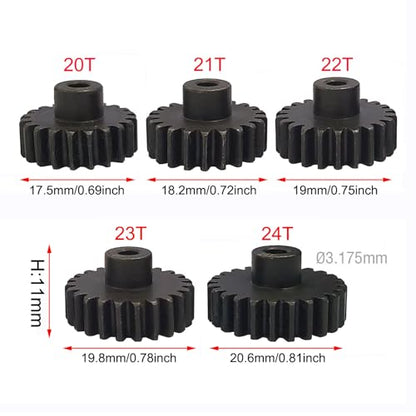 32P Pinion Gear 3.175mm Shaft 20T 21T 22T 23T 24T for RC Motor C | Steel Metal,Sturdy,With Hex Key - style: 20T 21T 22T 23T 24T