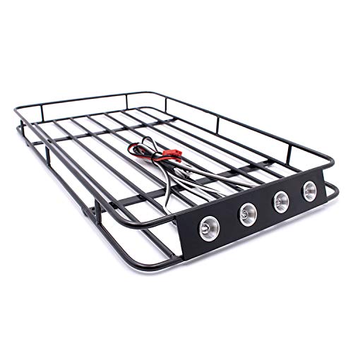 LCX Racing 1/10th RC Crawler Car Metal Roll Cage Luggage Tray Roof Rack for Axial SCX10 II 90046 TRX4 Redcat Gen8 Scout II, Upgrades Parts Accessories