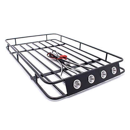 LCX Racing 1/10th RC Crawler Car Metal Roll Cage Luggage Tray Roof Rack for Axial SCX10 II 90046 TRX4 Redcat Gen8 Scout II, Upgrades Parts Accessories