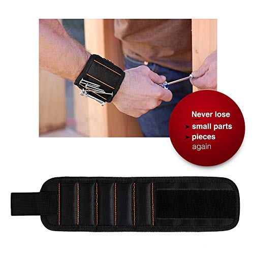 GOOACC G0010A 2 Pack 15 Magnetic Wristband Holding Screws Nails Drill Bits Gadgets Tools Gift for Men Him Dad DIY Handyman Electrician Husband, 2 Pack - color: Black 2 Pack